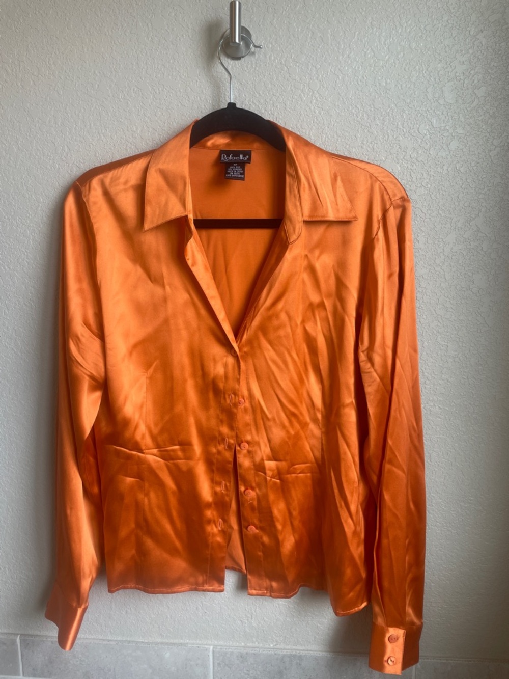 Rafaella Silk Blend Orange Button Up BLouse